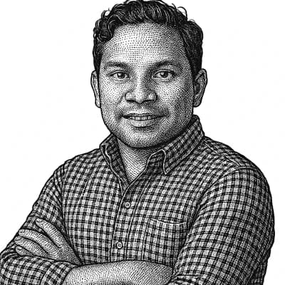 Somrat Niyogi hedcut portrait